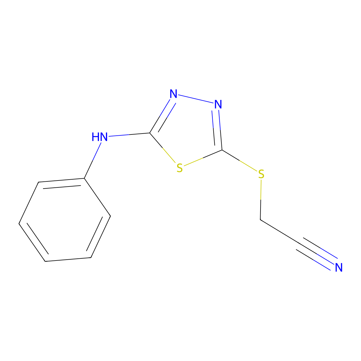 2-[(5-Anilino-1,3,4-thiadiazol-2-yl)sulfanyl]acetonitrile molecular structure, CAS 327078-69-3