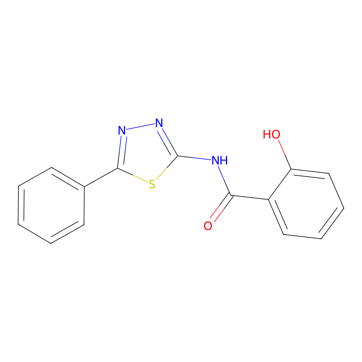 2-hydroxy-N-(5-phenyl-1,3,4-thiadiazol-2-yl)benzamide molecular structure, CAS 327078-74-0