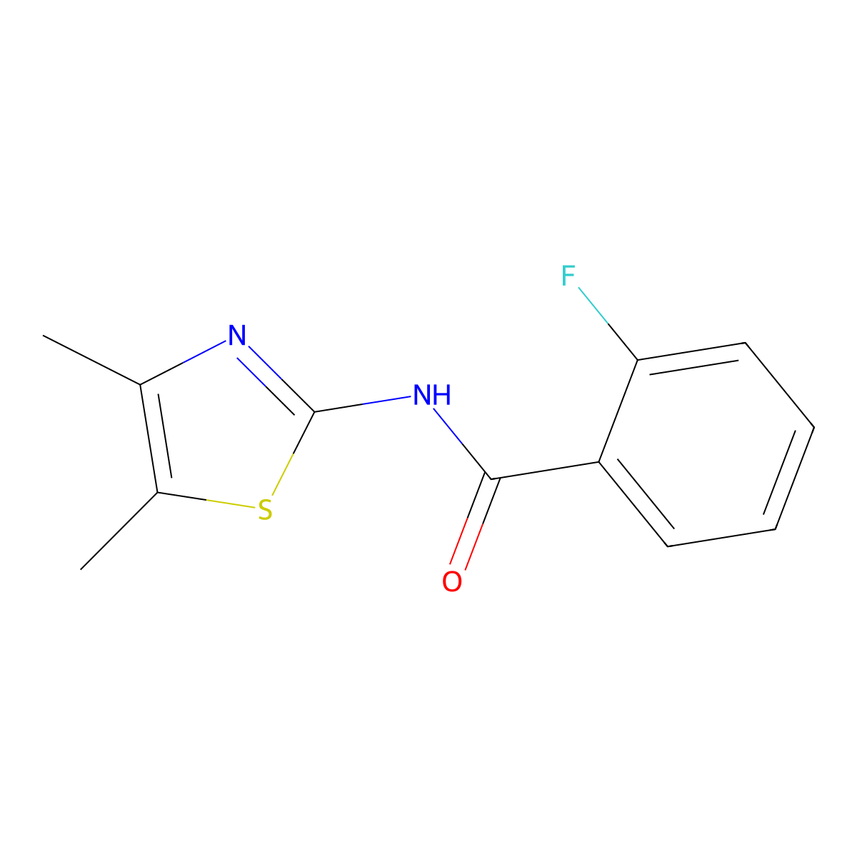 N-(4,5-dimethyl-1,3-thiazol-2-yl)-2-fluorobenzamide molecular structure, CAS 327078-80-8