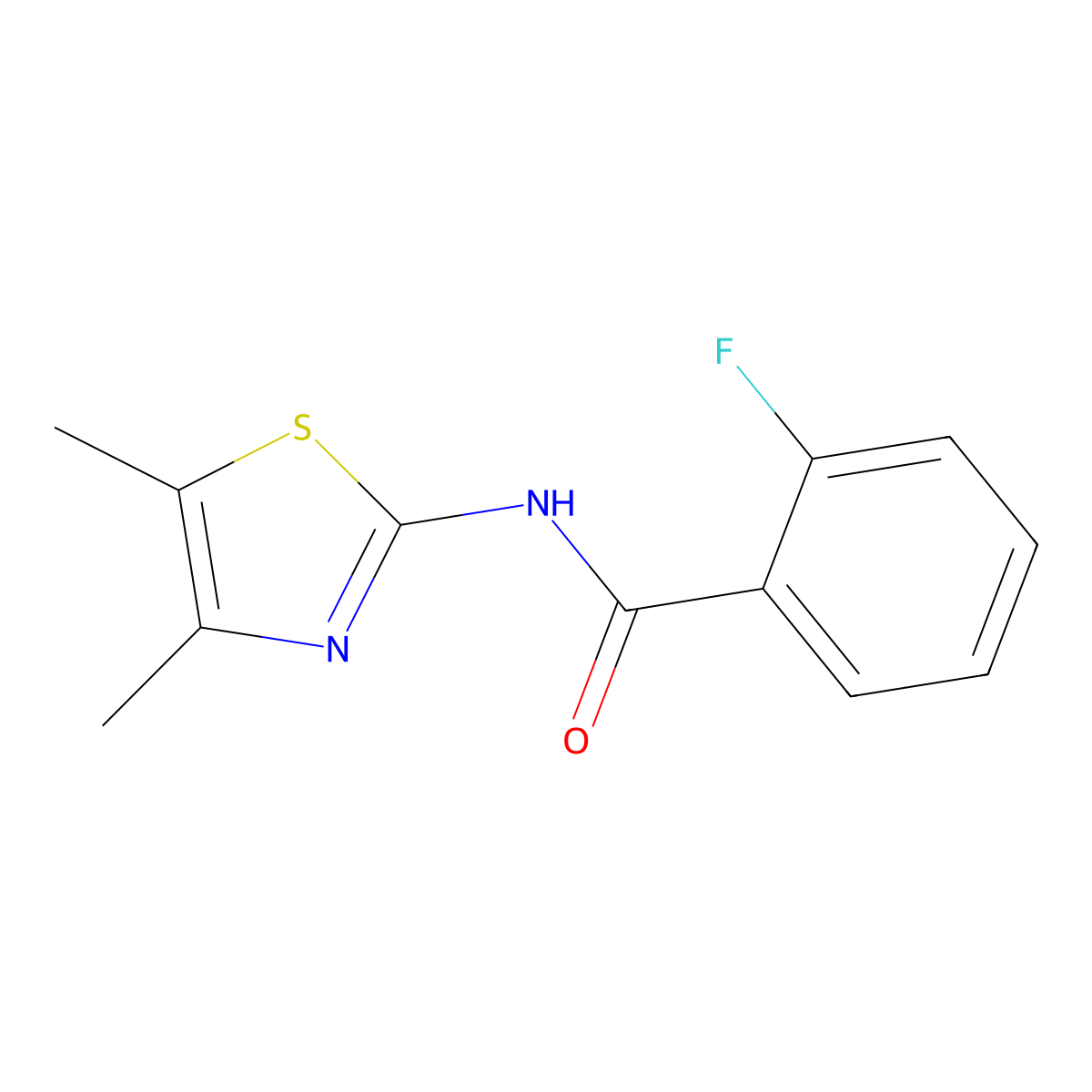 N-(4,5-dimethyl-1,3-thiazol-2-yl)-2-fluorobenzamide molecular structure, CAS 327078-80-8