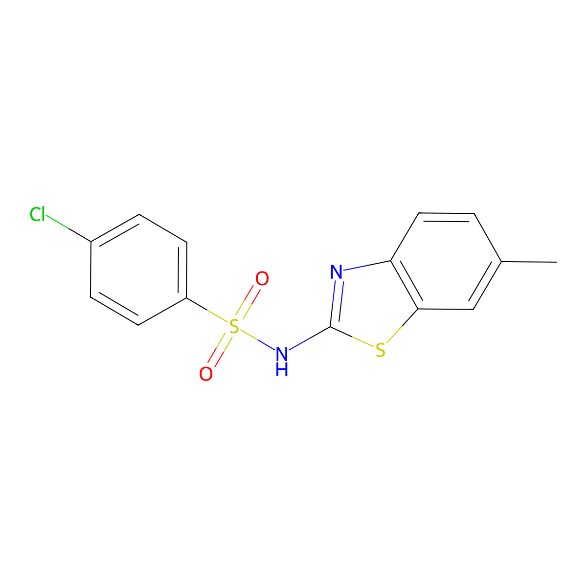 4-chloro-N-(6-methyl-1,3-benzothiazol-2-yl)benzenesulfonamide molecular structure, CAS 327078-90-0