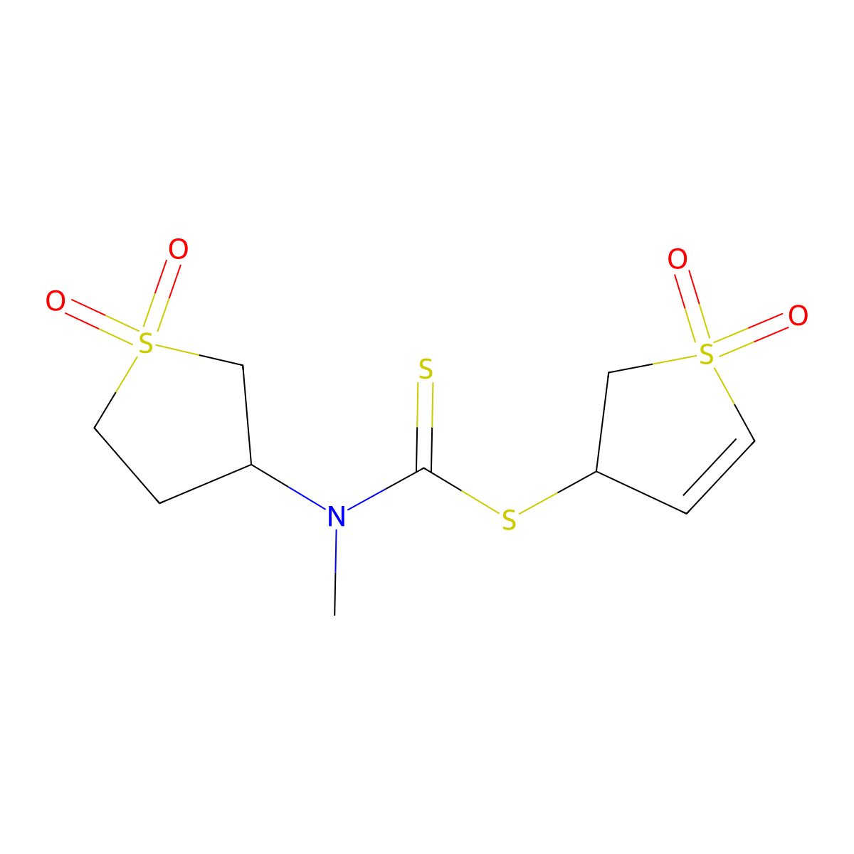 1,1-Dioxido-2,3-dihydrothiophen-3-yl (1,1-dioxidotetrahydrothiophen-3-yl)methylcarbamodithioate molecular structure, CAS 327079-19-6