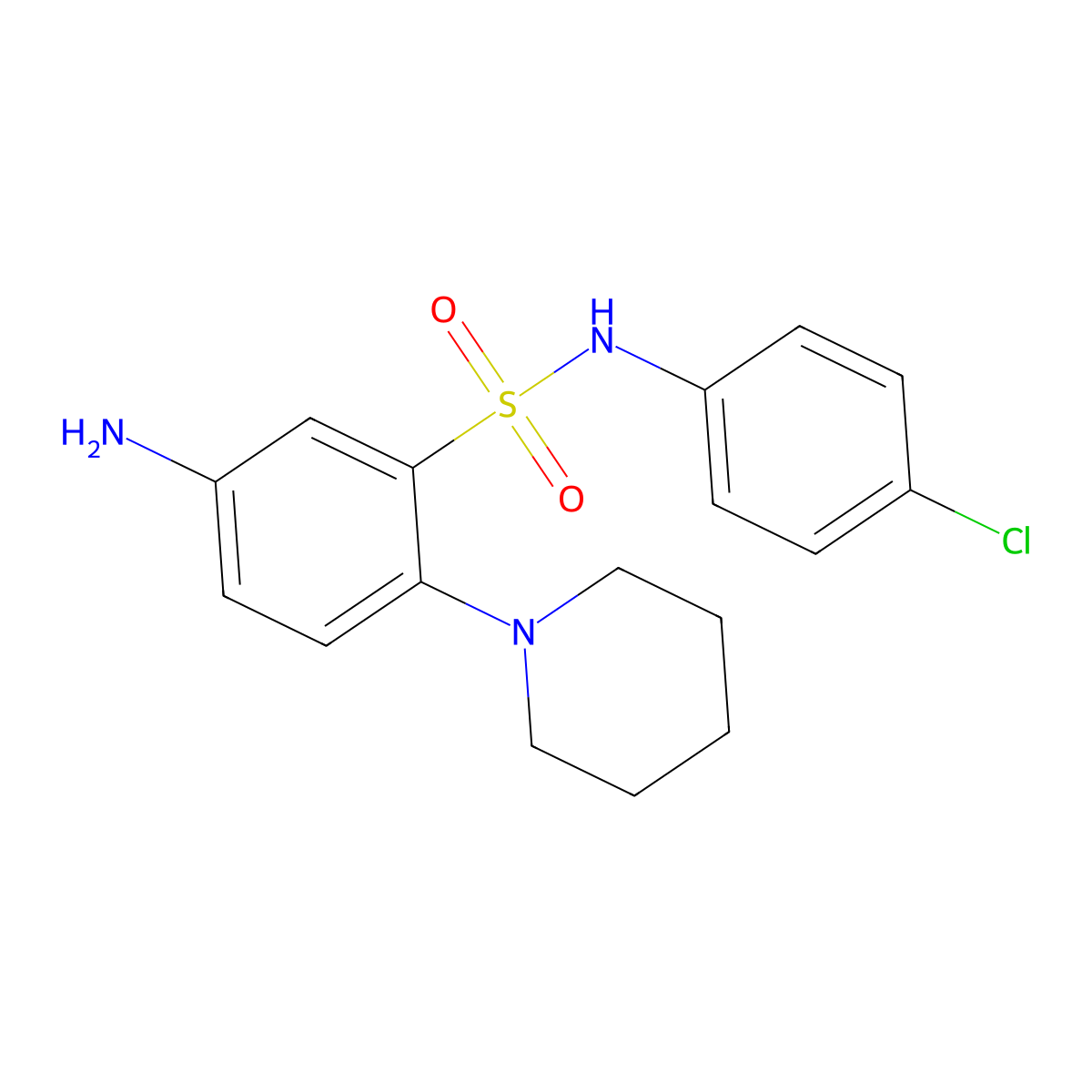 5-Amino-N-(4-chloro-phenyl)-2-piperidin-1-yl-benzenesulfonamide molecular structure, CAS 327079-49-2