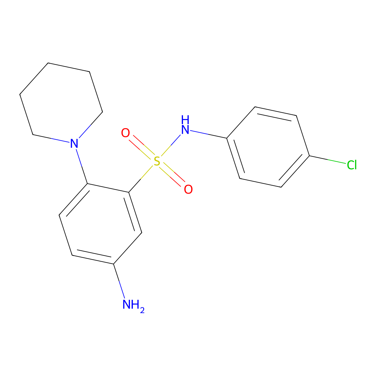 5-Amino-N-(4-chloro-phenyl)-2-piperidin-1-yl-benzenesulfonamide molecular structure, CAS 327079-49-2
