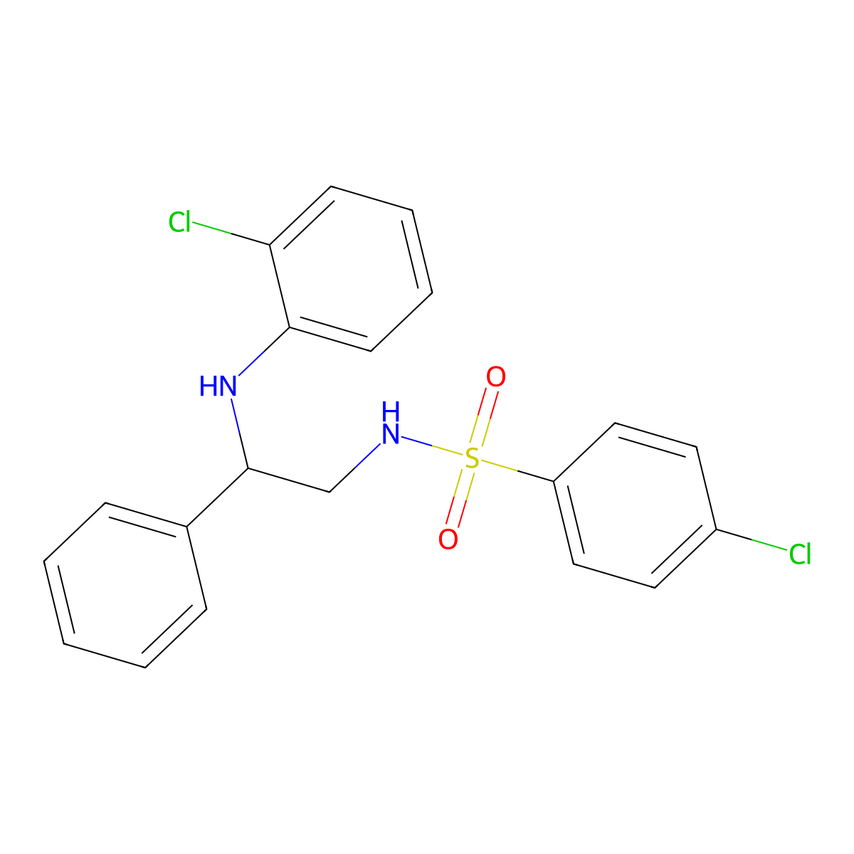 4-chloro-N-[2-(2-chloroanilino)-2-phenylethyl]benzenesulfonamide molecular structure, CAS 327079-86-7