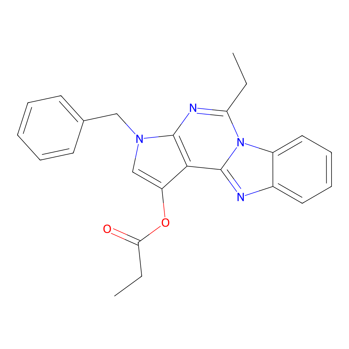 3-benzyl-5-ethyl-3H-pyrrolo[2',3':4,5]pyrimido[1,6-a]benzimidazol-1-yl propanoate molecular structure, CAS 327080-45-5
