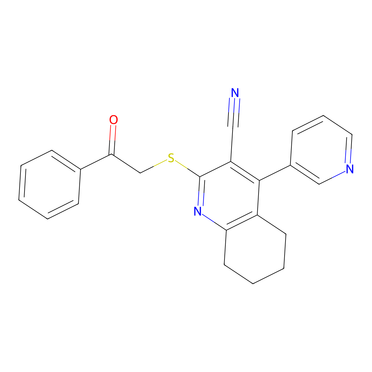 2-[(2-Oxo-2-phenylethyl)sulfanyl]-4-(pyridin-3-yl)-5,6,7,8-tetrahydroquinoline-3-carbonitrile molecular structure, CAS 327082-70-2