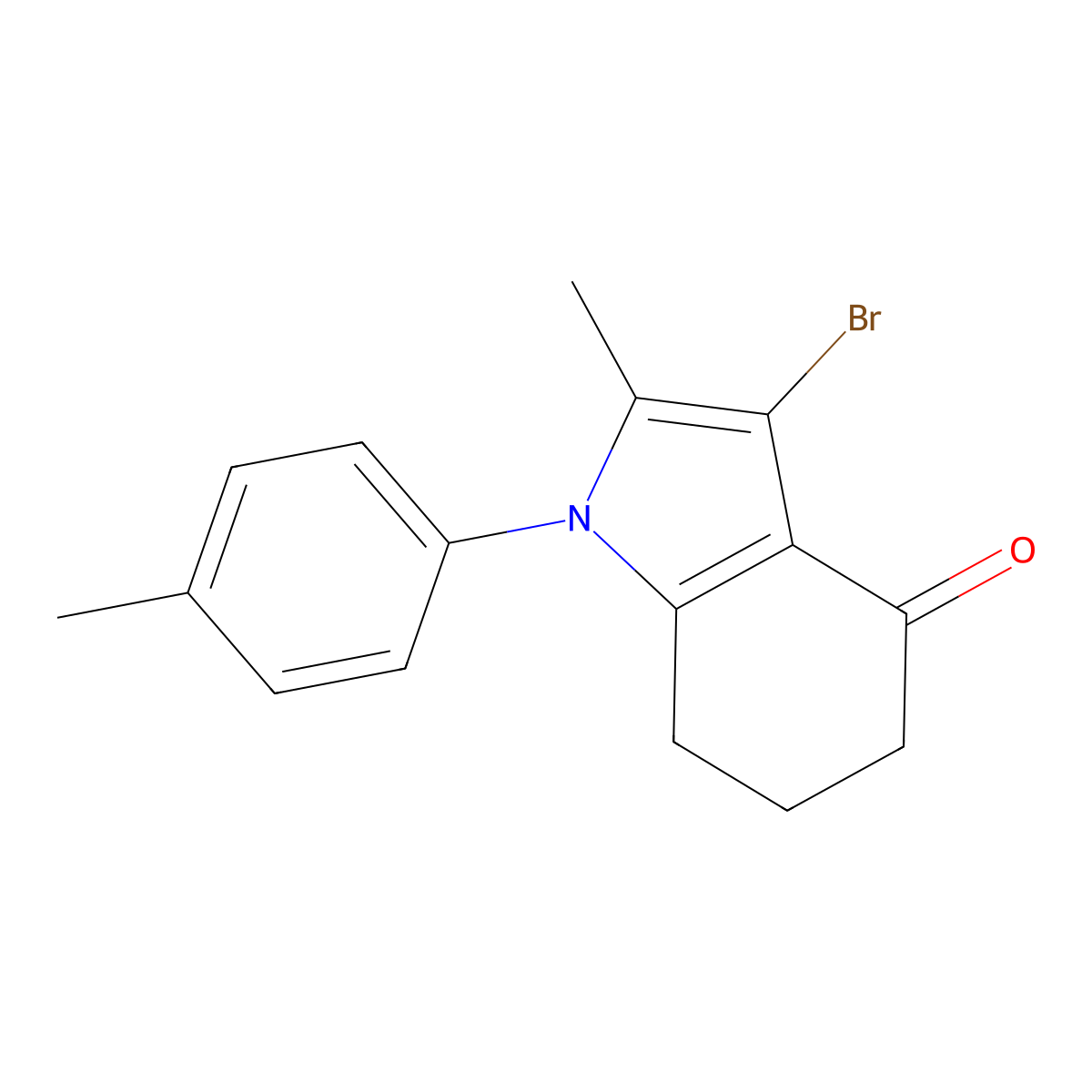 3-bromo-2-methyl-1-(4-methylphenyl)-4,5,6,7-tetrahydro-1H-indol-4-one molecular structure, CAS 327082-74-6