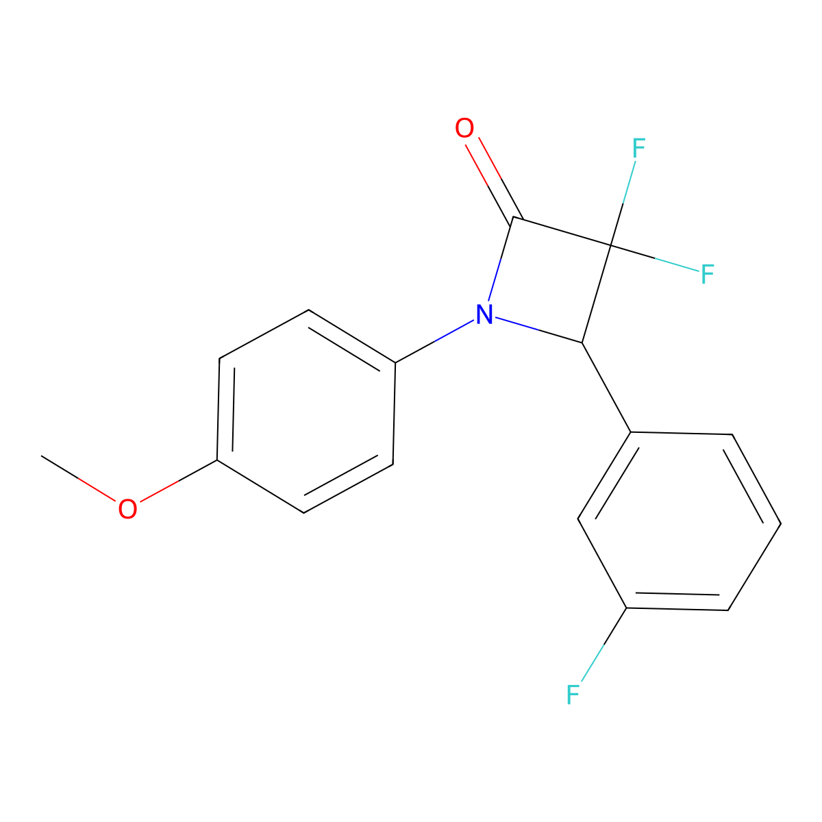 3,3-Difluoro-4-(3-fluorophenyl)-1-(4-methoxyphenyl)azetidin-2-one molecular structure, CAS 327082-89-3