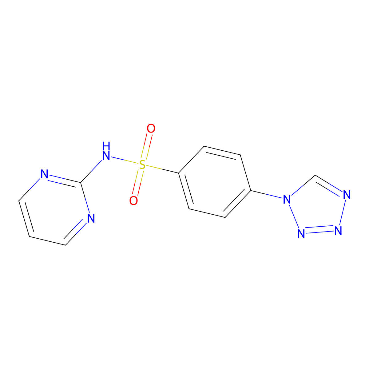 N-(Pyrimidin-2-yl)-4-(1H-tetrazol-1-yl)benzenesulfonamide molecular structure, CAS 327083-89-6