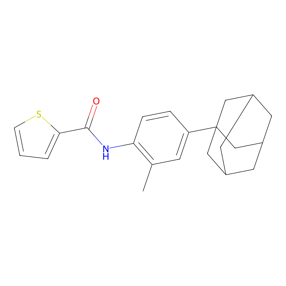 N-[4-(adamantan-1-yl)-2-methylphenyl]thiophene-2-carboxamide molecular structure, CAS 327084-66-2