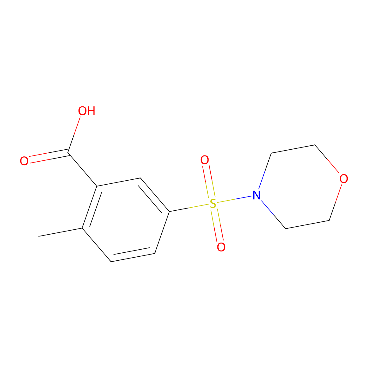 2-Methyl-5-(morpholine-4-sulfonyl)-benzoic acid molecular structure, CAS 327084-75-3