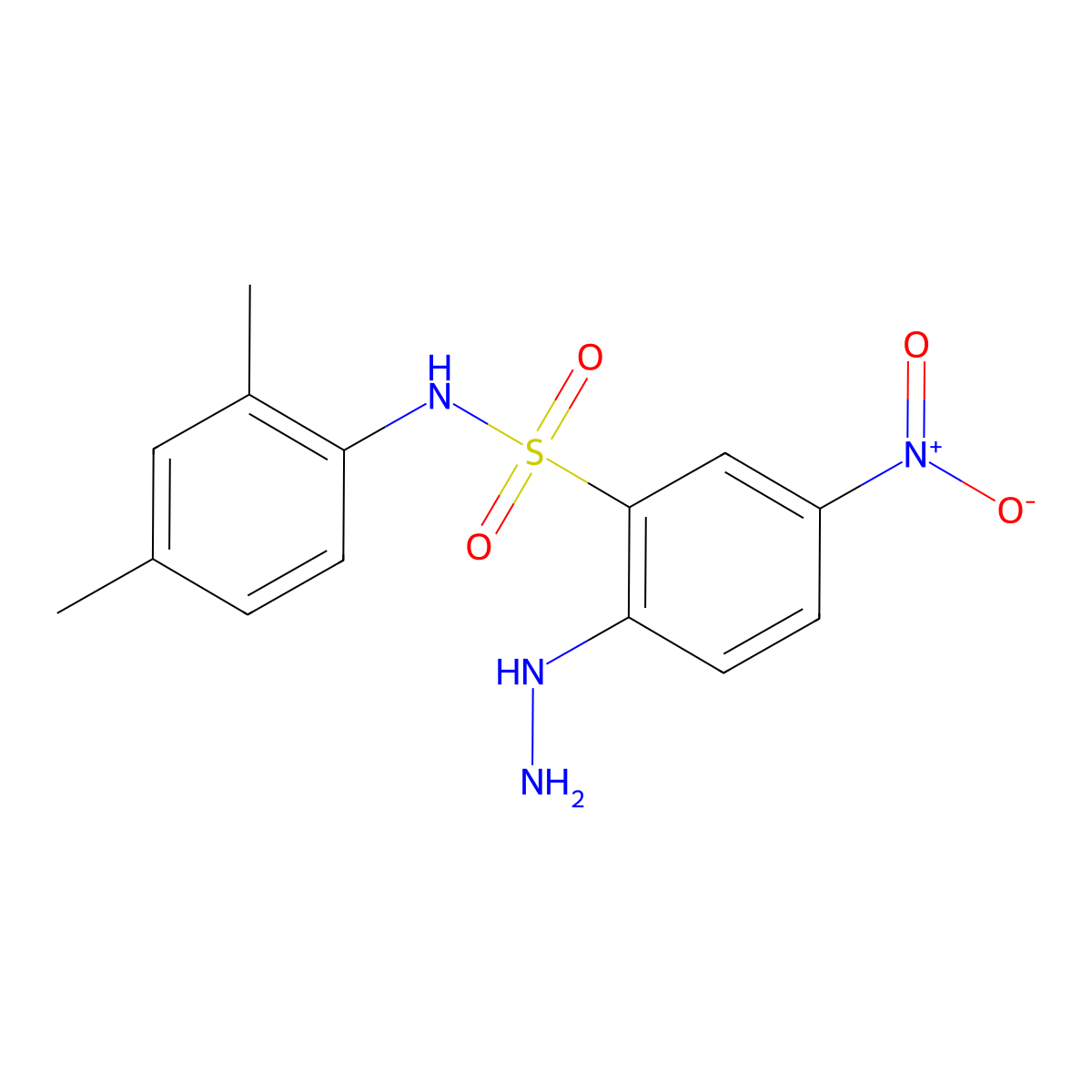 N-(2,4-dimethylphenyl)-2-hydrazinyl-5-nitrobenzene-1-sulfonamide molecular structure, CAS 327084-78-6