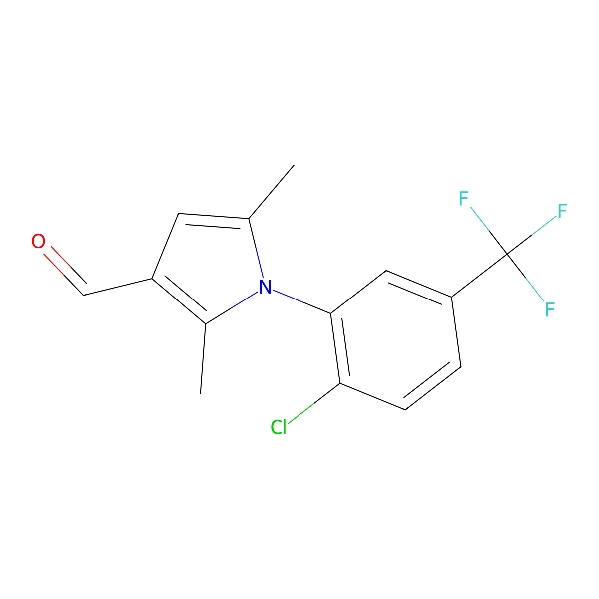 1-(2-Chloro-5-trifluoromethyl-phenyl)-2,5-dimethyl-1H-pyrrole-3-carbaldehyde molecular structure, CAS 327085-05-2