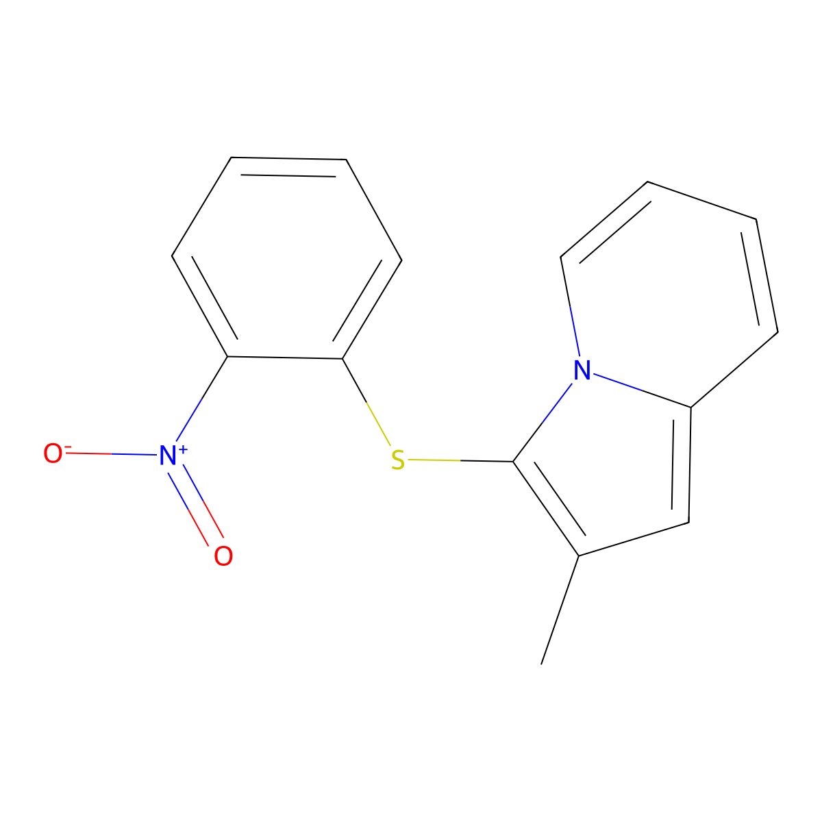 2-Methyl-3-(2-nitrophenyl)sulfanylindolizine molecular structure, CAS 327085-89-2
