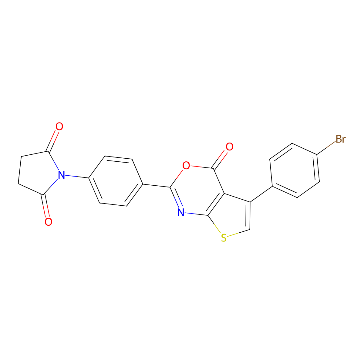 1-[4-[5-(4-Bromophenyl)-4-oxothieno[2,3-d][1,3]oxazin-2-yl]phenyl]pyrrolidine-2,5-dione molecular structure, CAS 327086-18-0