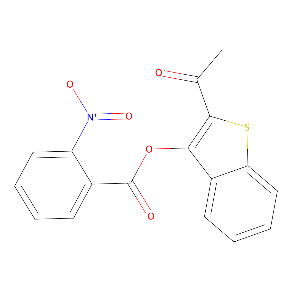 (2-Acetyl-1-benzothiophen-3-yl) 2-nitrobenzoate molecular structure, CAS 327086-39-5