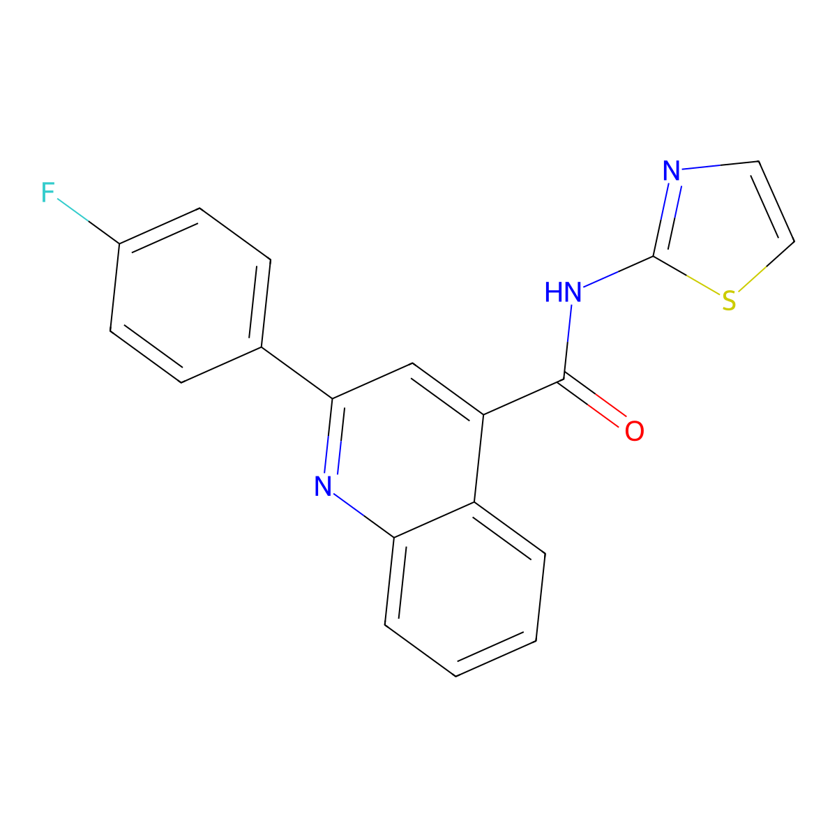 2-(4-fluorophenyl)-N-(1,3-thiazol-2-yl)quinoline-4-carboxamide molecular structure, CAS 327086-59-9