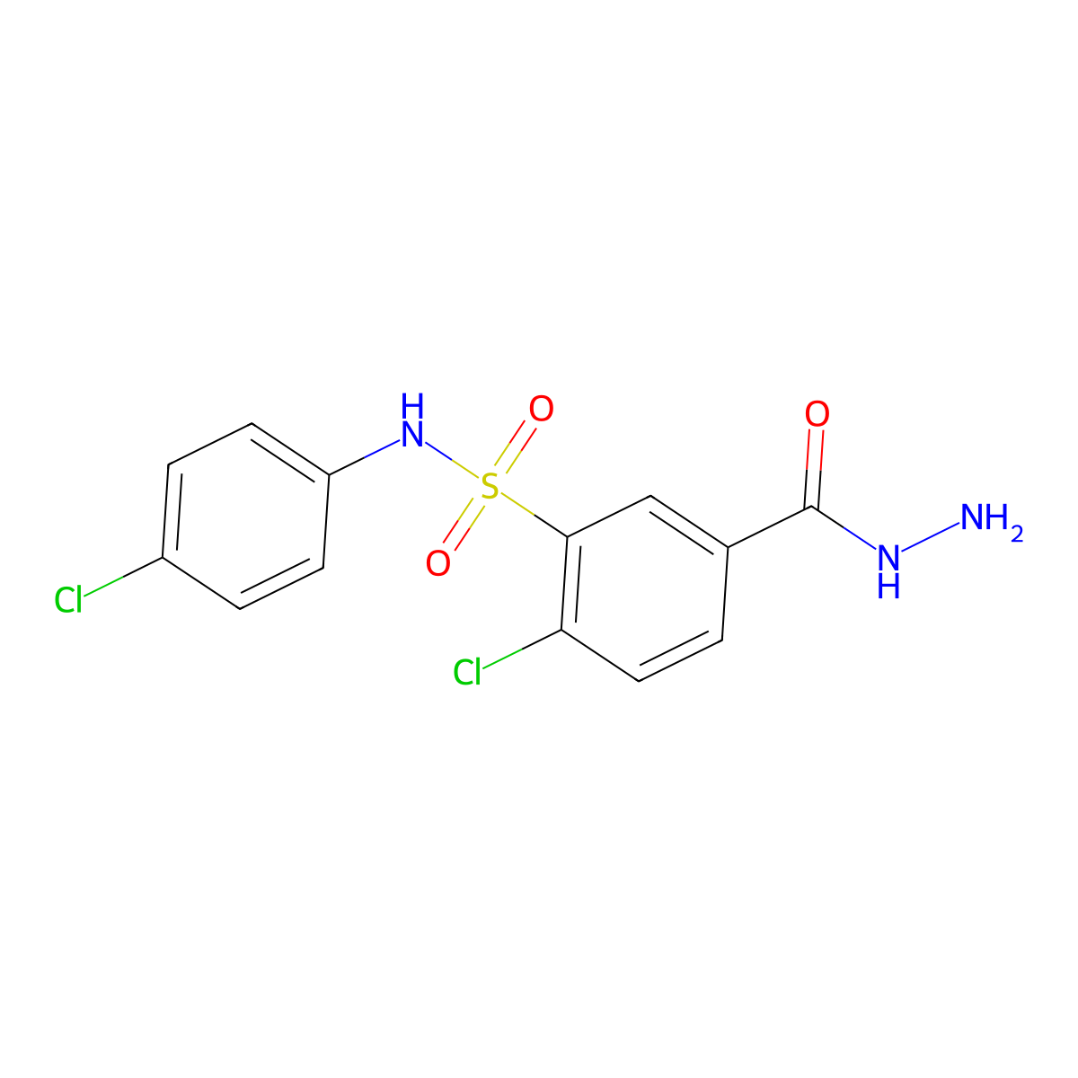 2-chloro-N-(4-chlorophenyl)-5-(hydrazinecarbonyl)benzene-1-sulfonamide molecular structure, CAS 327086-79-3