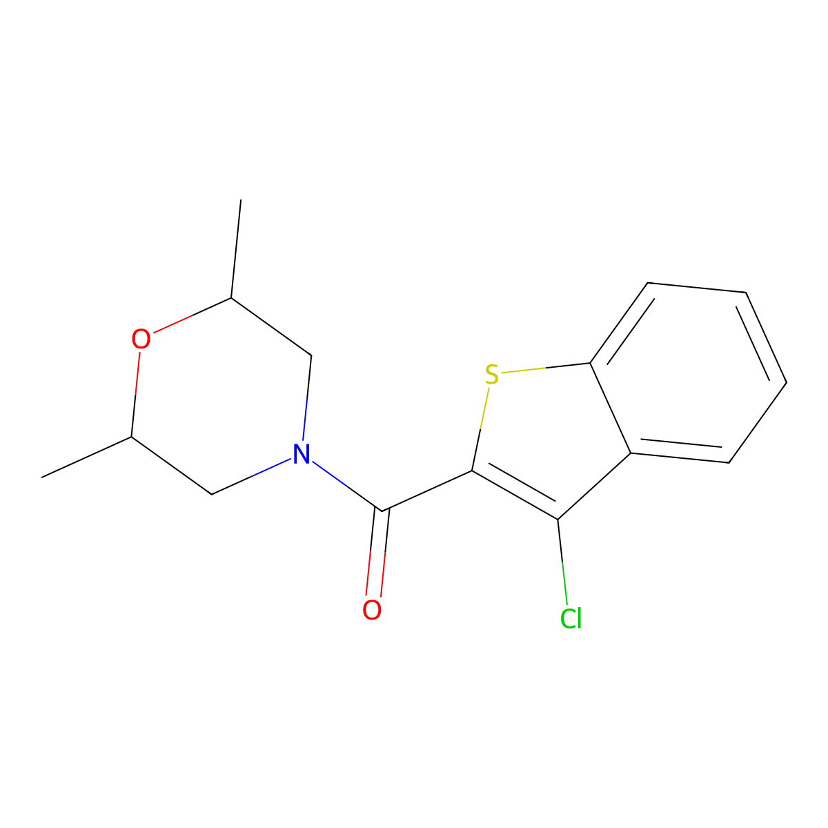 4-(3-Chloro-1-benzothiophene-2-carbonyl)-2,6-dimethylmorpholine molecular structure, CAS 327087-13-8