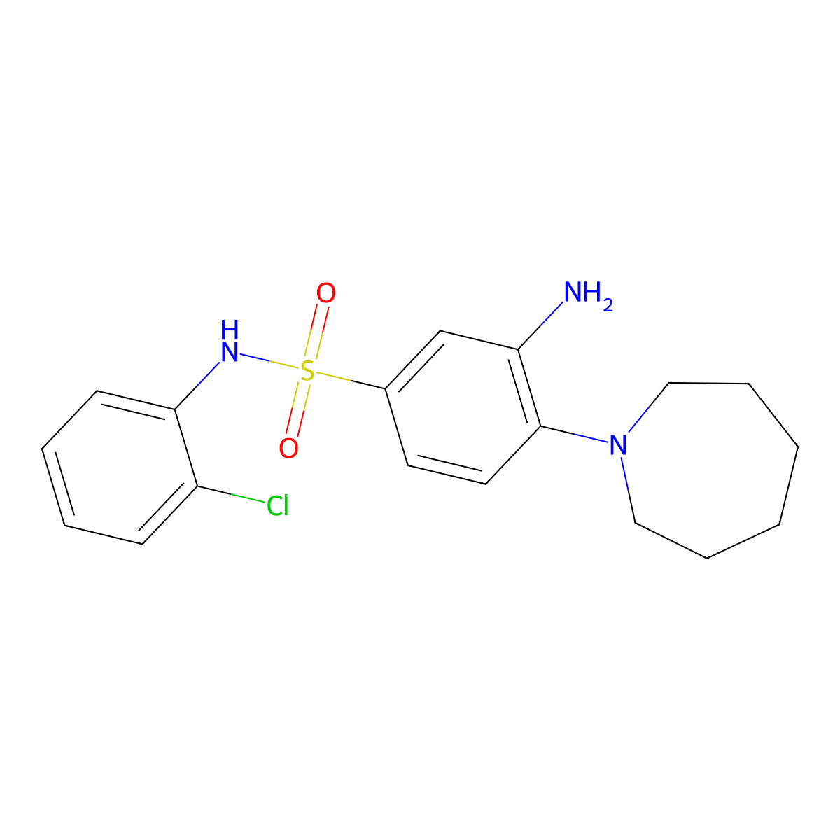 3-amino-4-(azepan-1-yl)-N-(2-chlorophenyl)benzene-1-sulfonamide molecular structure, CAS 327088-21-1