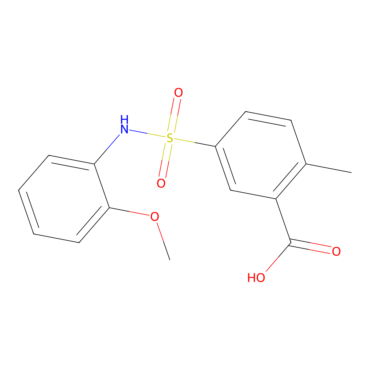 5-[(2-Methoxyphenyl)sulfamoyl]-2-methylbenzoic acid molecular structure, CAS 327088-39-1