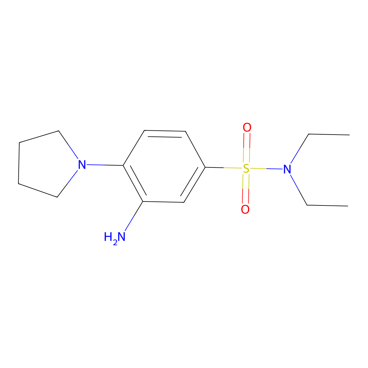 3-Amino-N,N-diethyl-4-pyrrolidin-1-yl-benzenesulfonamide molecular structure, CAS 327088-47-1