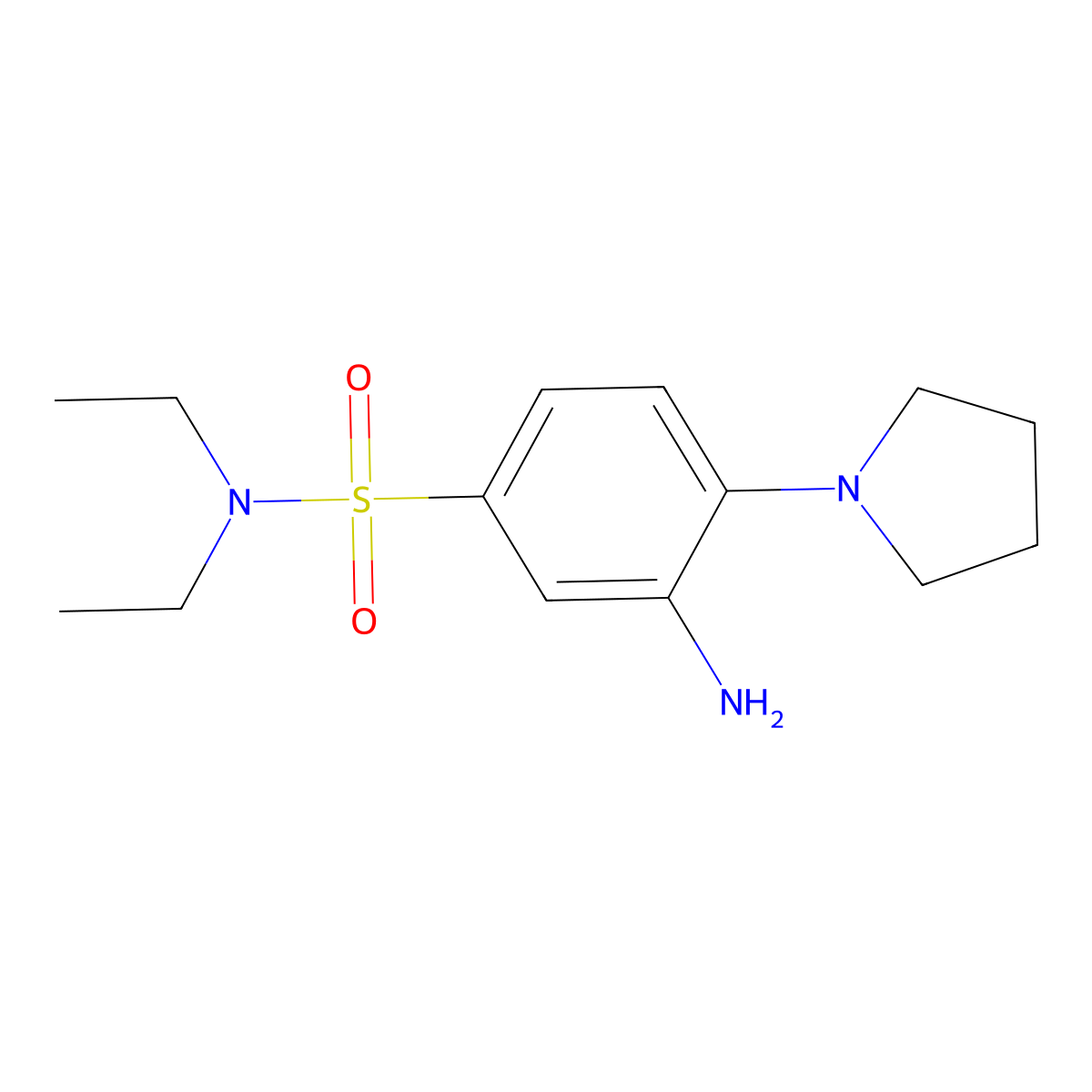 3-Amino-N,N-diethyl-4-pyrrolidin-1-yl-benzenesulfonamide molecular structure, CAS 327088-47-1