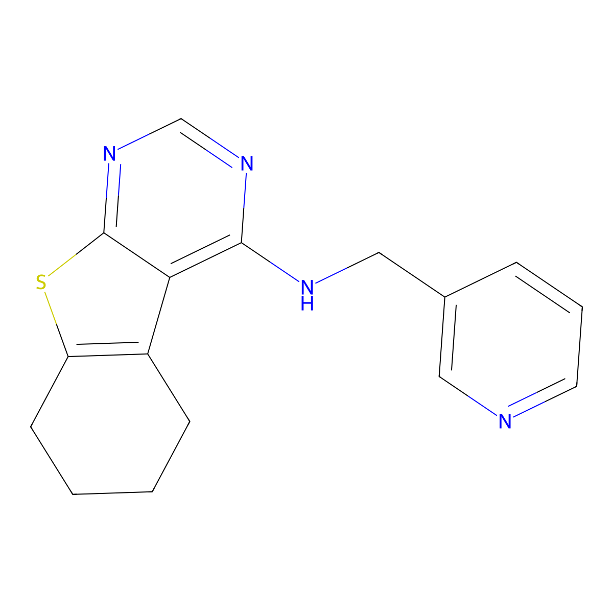 N-(pyridin-3-ylmethyl)-5,6,7,8-tetrahydro[1]benzothieno[2,3-d]pyrimidin-4-amine molecular structure, CAS 327088-94-8