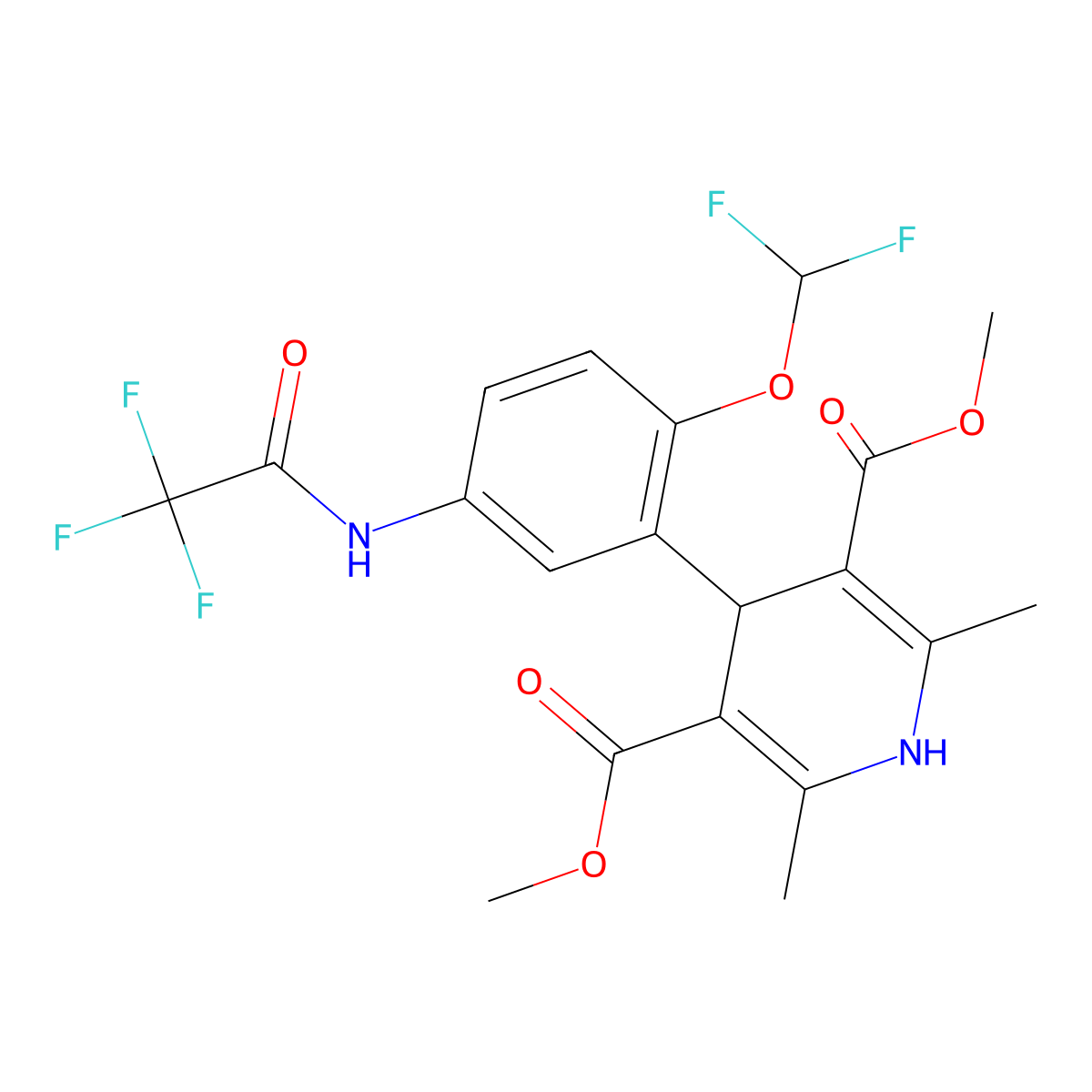Dimethyl 4-[2-(difluoromethoxy)-5-[(2,2,2-trifluoroacetyl)amino]phenyl]-2,6-dimethyl-1,4-dihydropyridine-3,5-dicarboxylate molecular structure, CAS 327090-58-4