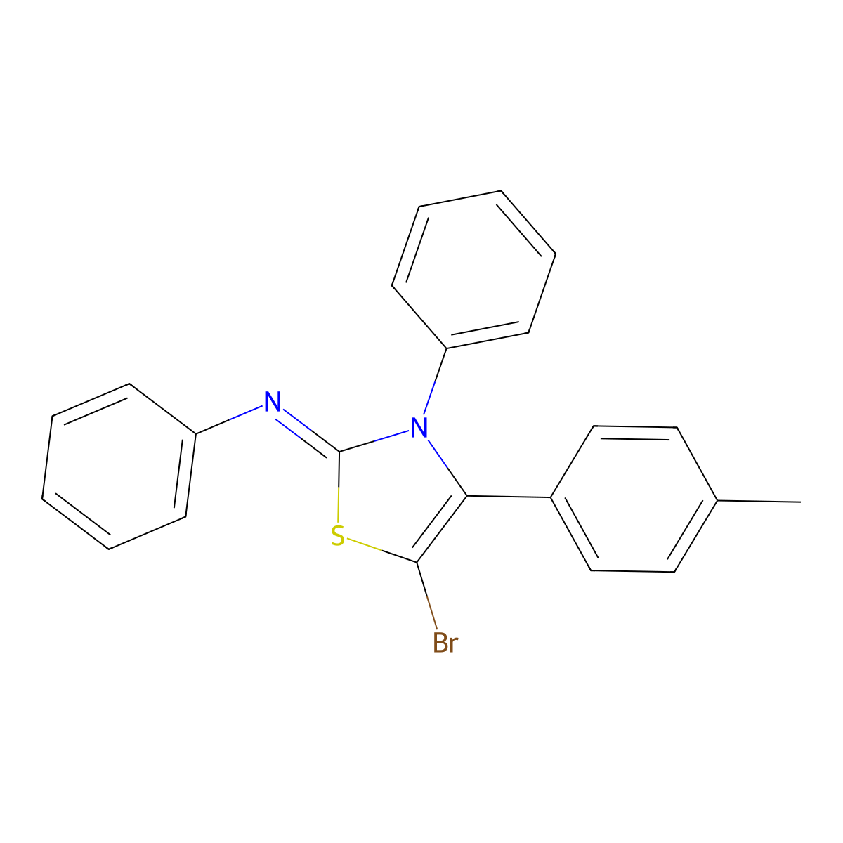N-(5-bromo-4-(4-methylphenyl)-3-phenyl-1,3-thiazol-2(3H)-ylidene)-N-phenylamine molecular structure, CAS 327090-81-3