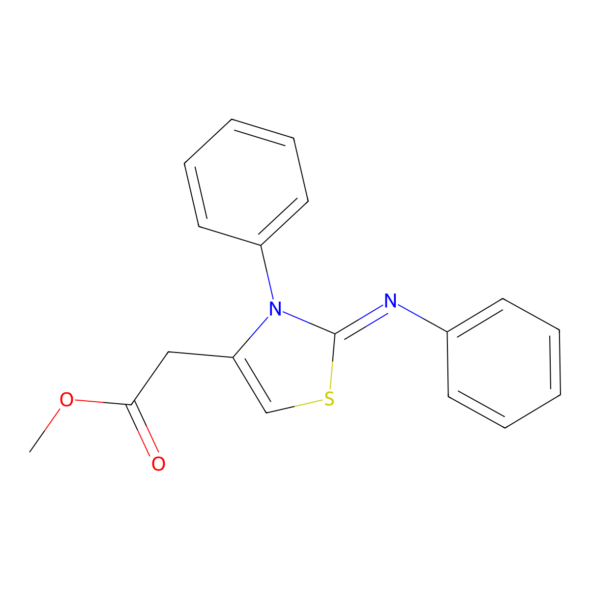 Methyl 2-(3-phenyl-2-phenylimino-1,3-thiazol-4-yl)acetate molecular structure, CAS 327090-87-9