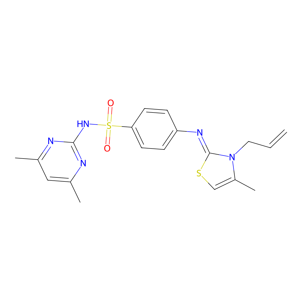 (Z)-4-((3-allyl-4-methylthiazol-2(3H)-ylidene)amino)-N-(4,6-dimethylpyrimidin-2-yl)benzenesulfonamide molecular structure, CAS 327090-91-5