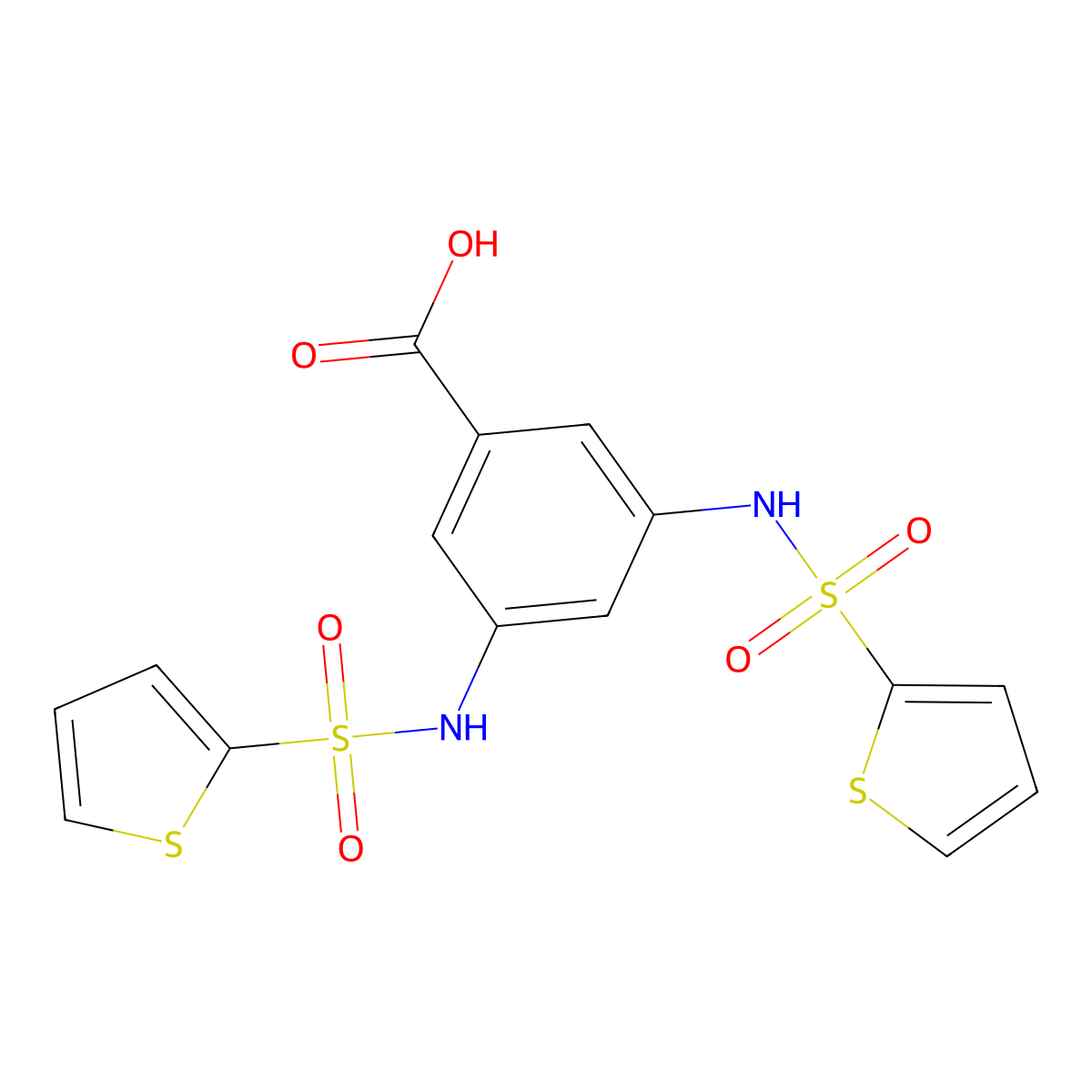 3,5-Bis(thiophene-2-sulfonamido)benzoic acid molecular structure, CAS 327091-20-3