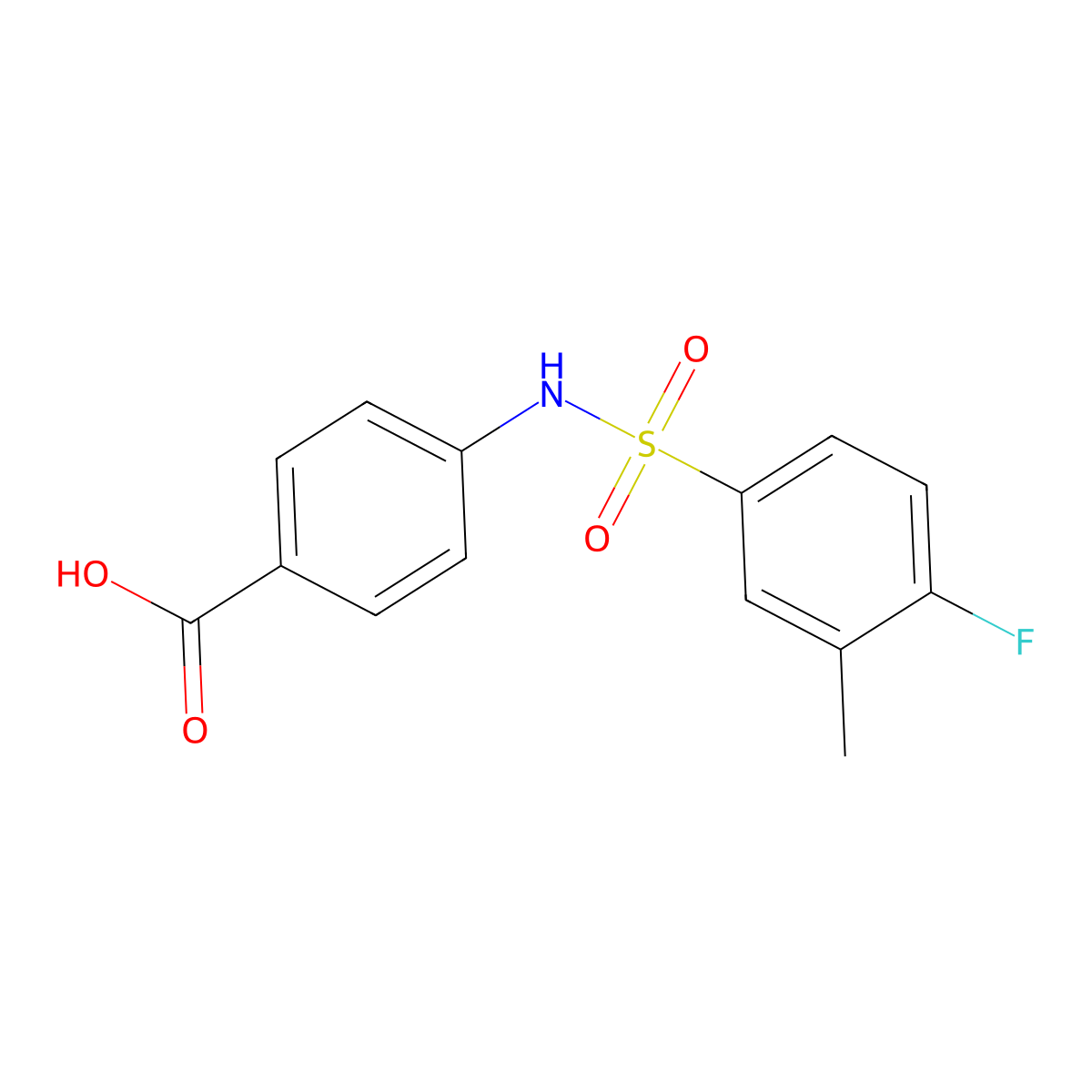 4-(4-Fluoro-3-methyl-benzenesulfonylamino)-benzoic acid molecular structure, CAS 327091-30-5