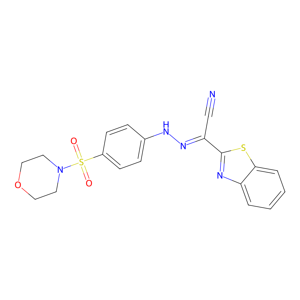 I+/--[2-[4-(4-Morpholinylsulfonyl)phenyl]hydrazinylidene]-2-benzothiazoleacetonitrile molecular structure, CAS 327091-31-6