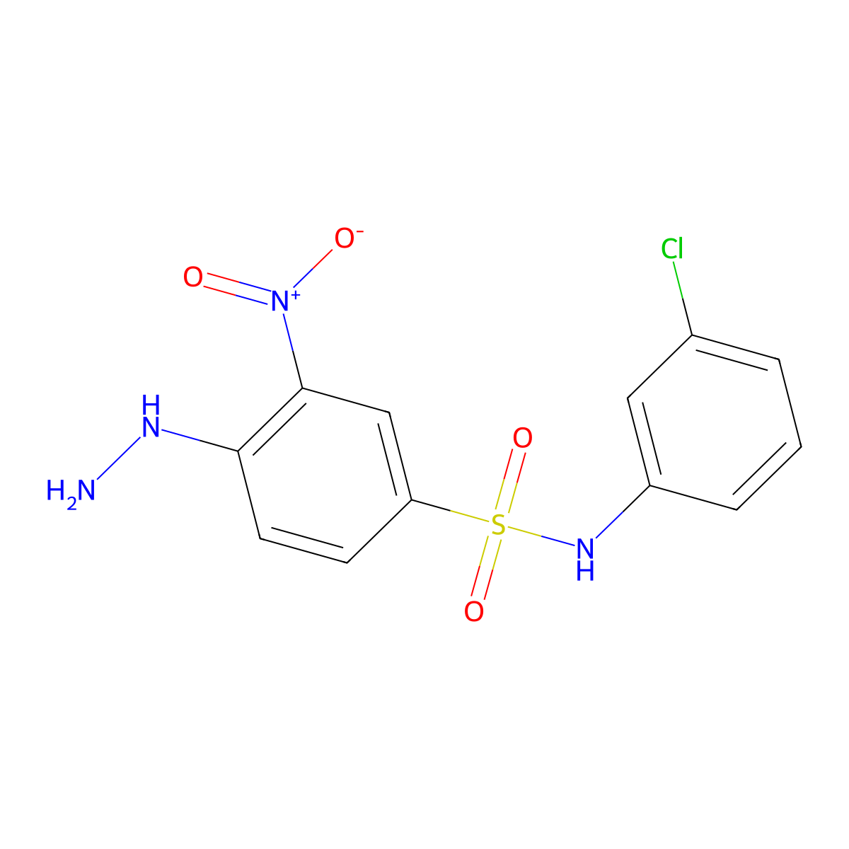 N-(3-chlorophenyl)-4-hydrazinyl-3-nitrobenzene-1-sulfonamide molecular structure, CAS 327092-54-6