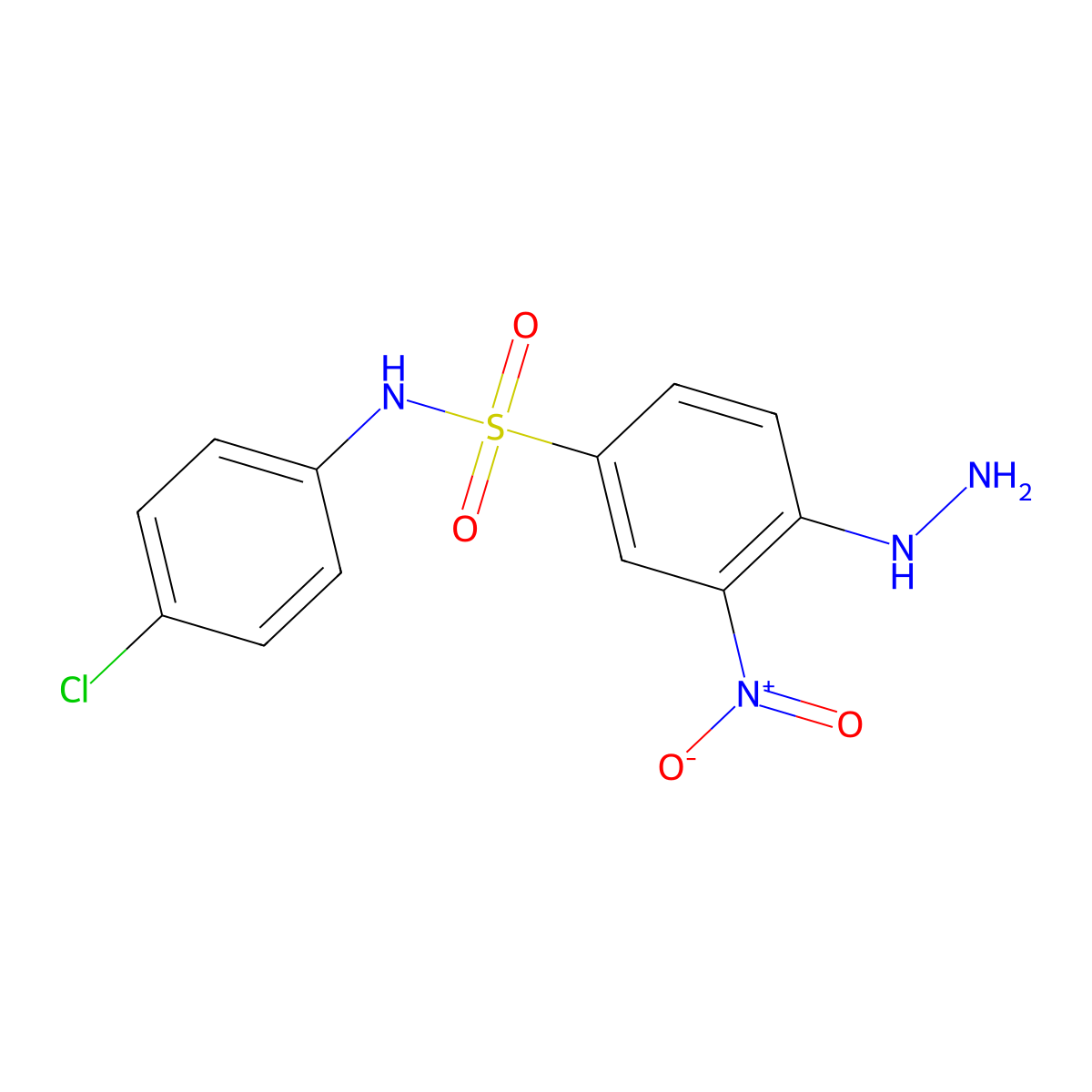 N-(4-chlorophenyl)-4-hydrazinyl-3-nitrobenzene-1-sulfonamide molecular structure, CAS 327092-64-8