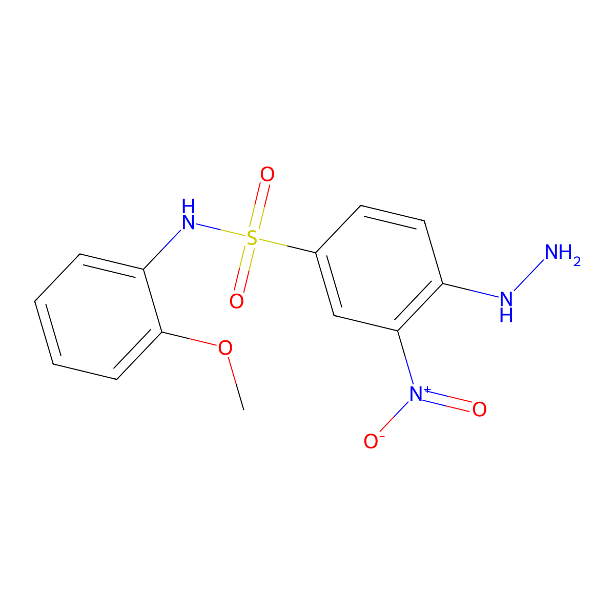 4-Hydrazino-N-(2-methoxy-phenyl)-3-nitro-benzenesulfonamide molecular structure, CAS 327092-66-0