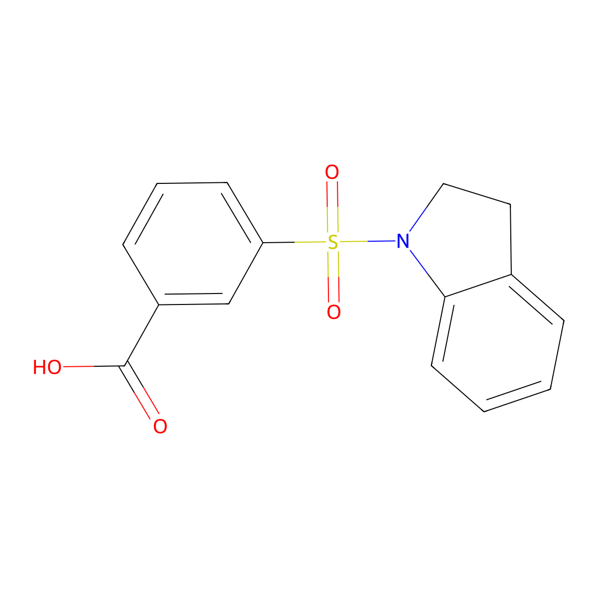 3-(2,3-dihydro-1H-indole-1-sulfonyl)benzoic acid molecular structure, CAS 327092-69-3