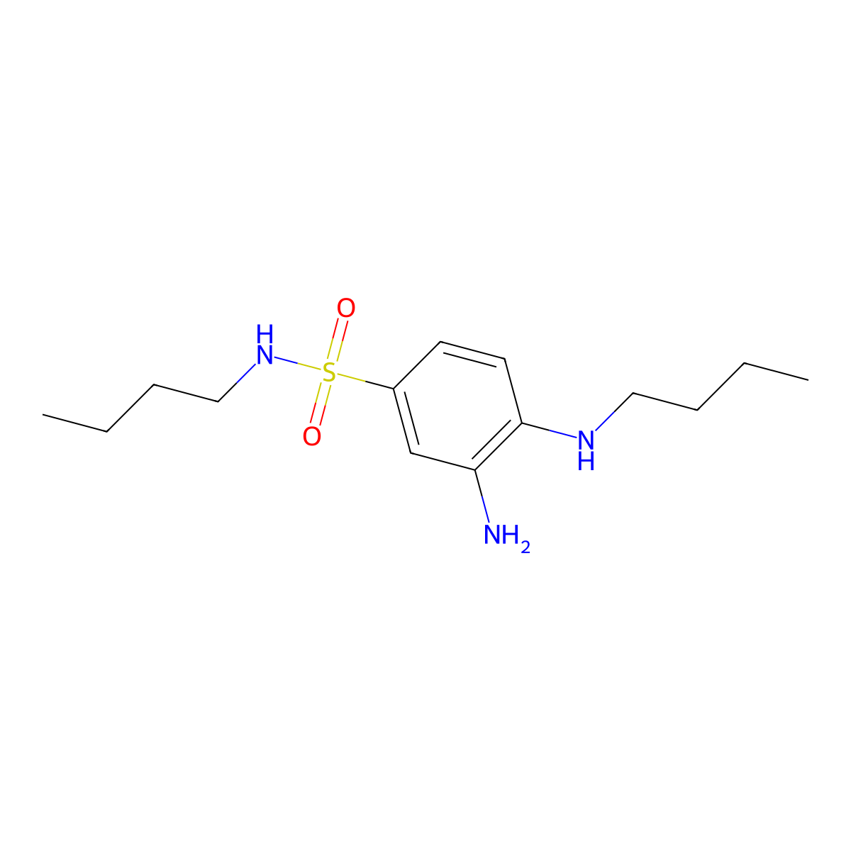 3-amino-N-butyl-4-(butylamino)benzene-1-sulfonamide molecular structure, CAS 327092-75-1