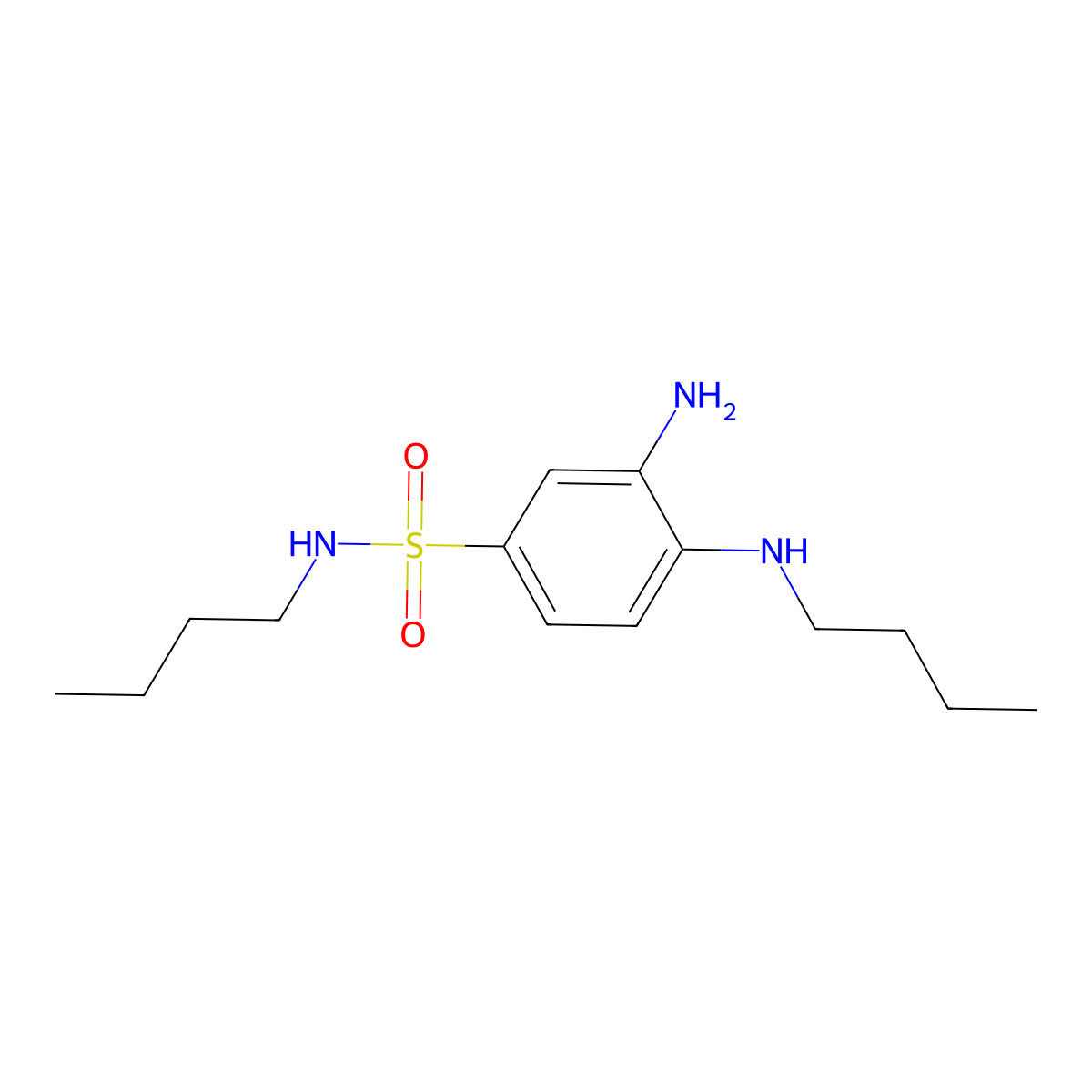 3-amino-N-butyl-4-(butylamino)benzene-1-sulfonamide molecular structure, CAS 327092-75-1