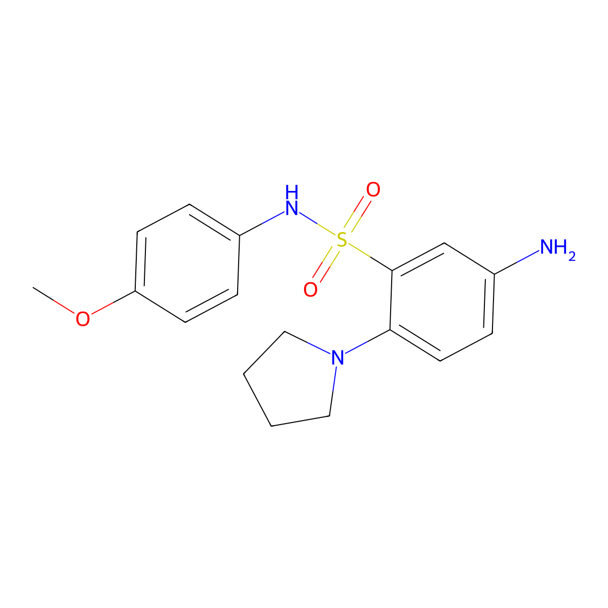5-Amino-N-(4-methoxy-phenyl)-2-pyrrolidin-1-yl-benzenesulfonamide molecular structure, CAS 327092-85-3