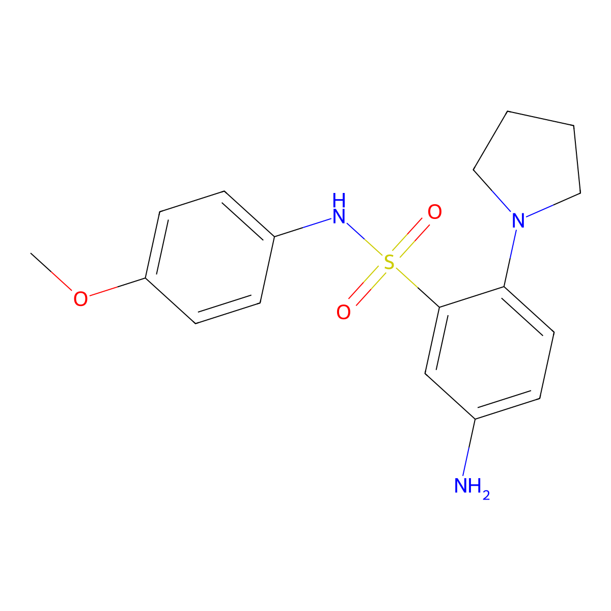 5-Amino-N-(4-methoxy-phenyl)-2-pyrrolidin-1-yl-benzenesulfonamide molecular structure, CAS 327092-85-3