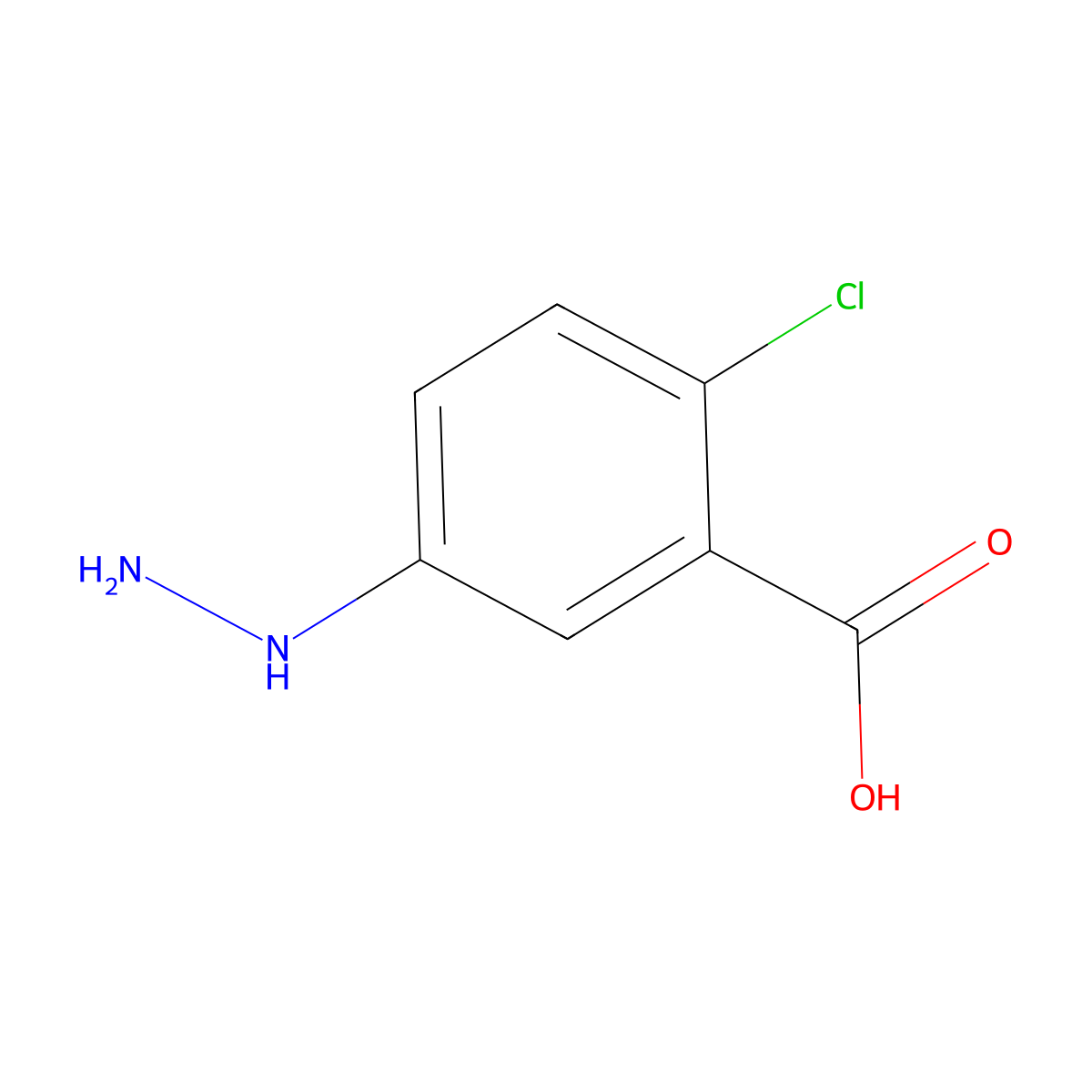 2-Chloro-5-hydrazinylbenzoic acid molecular structure, CAS 327092-95-5