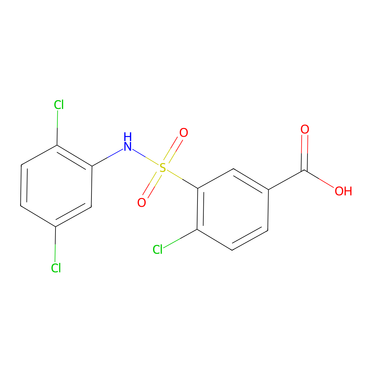 4-chloro-3-[(2,5-dichlorophenyl)sulfamoyl]benzoic Acid molecular structure, CAS 327092-97-7