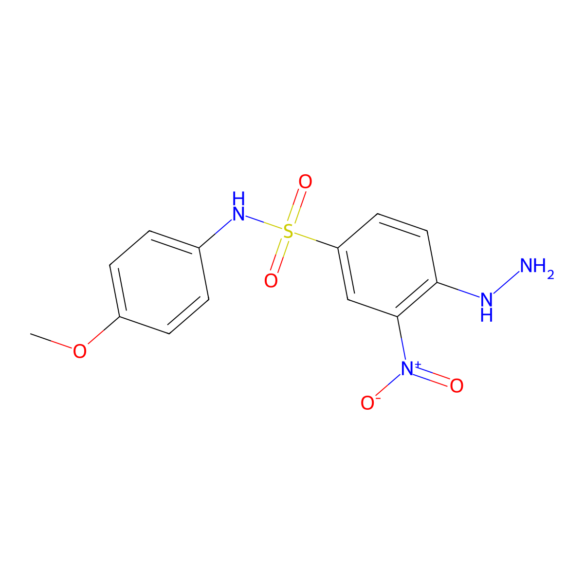 4-hydrazinyl-N-(4-methoxyphenyl)-3-nitrobenzene-1-sulfonamide molecular structure, CAS 327093-07-2
