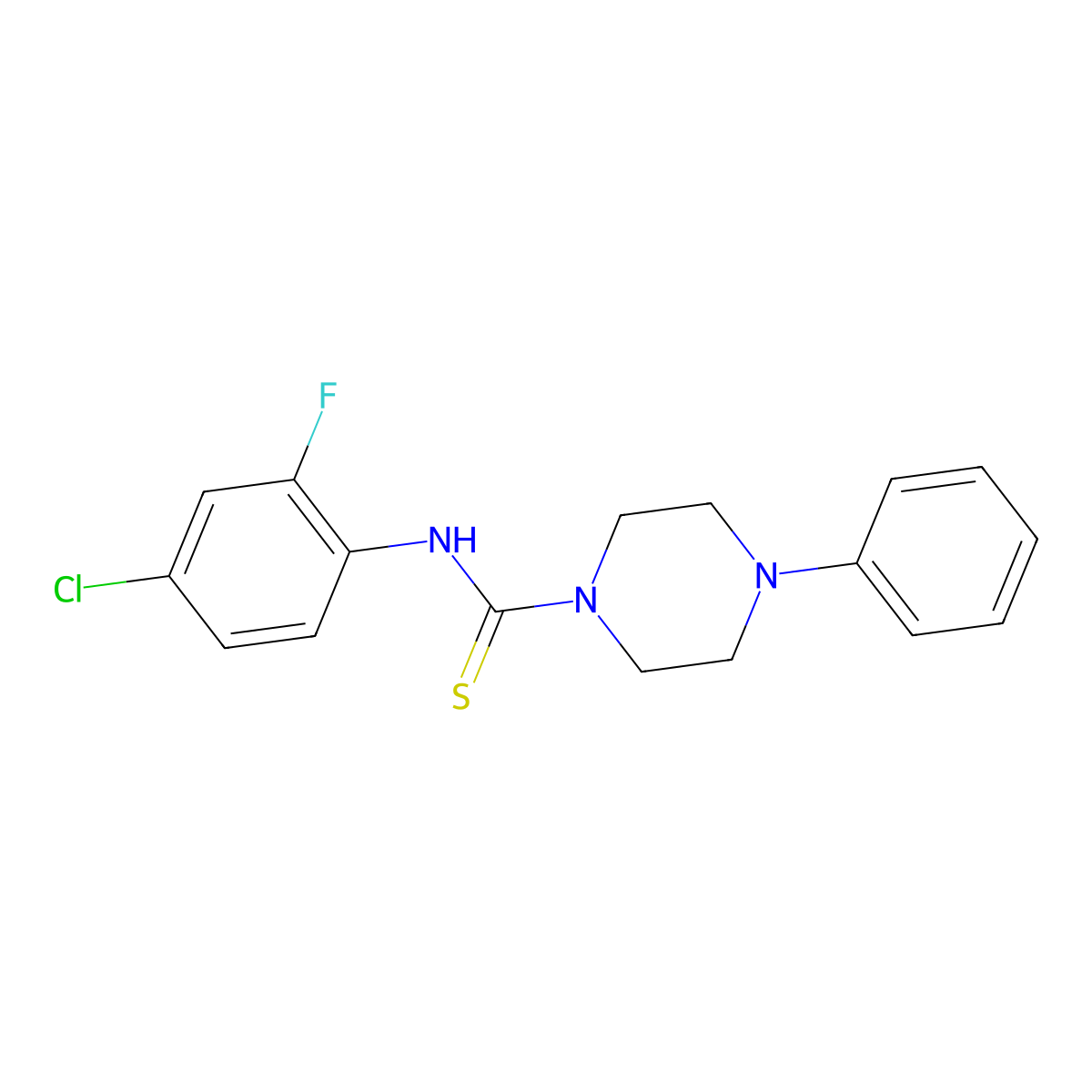 N-(4-chloro-2-fluorophenyl)-4-phenylpiperazine-1-carbothioamide molecular structure, CAS 327093-23-2