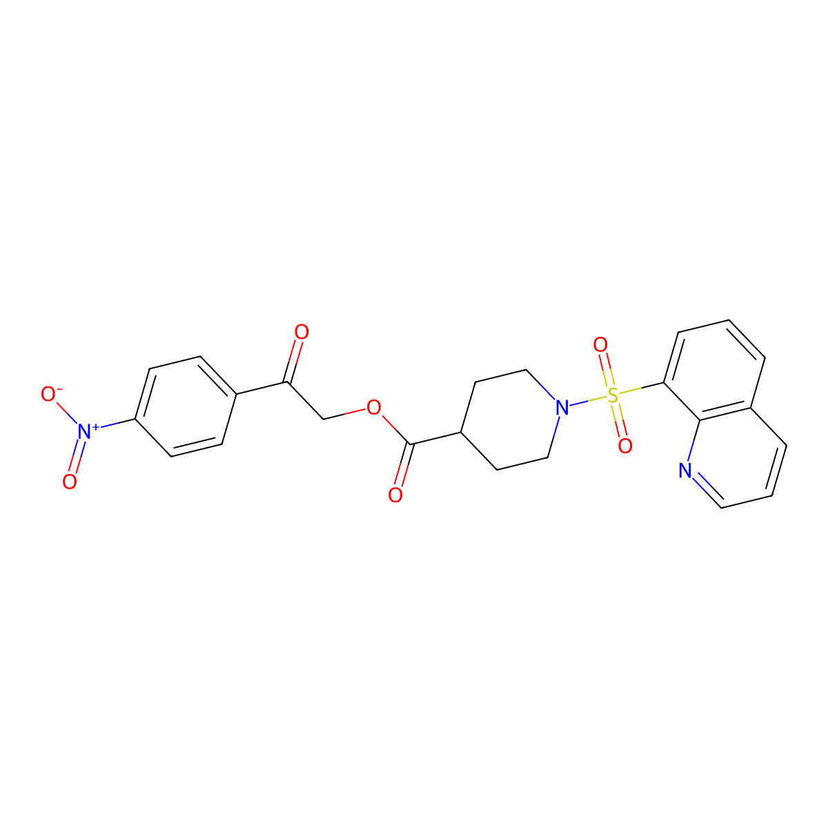 2-(4-Nitrophenyl)-2-oxoethyl 1-(quinolin-8-ylsulfonyl)piperidine-4-carboxylate molecular structure, CAS 327093-26-5