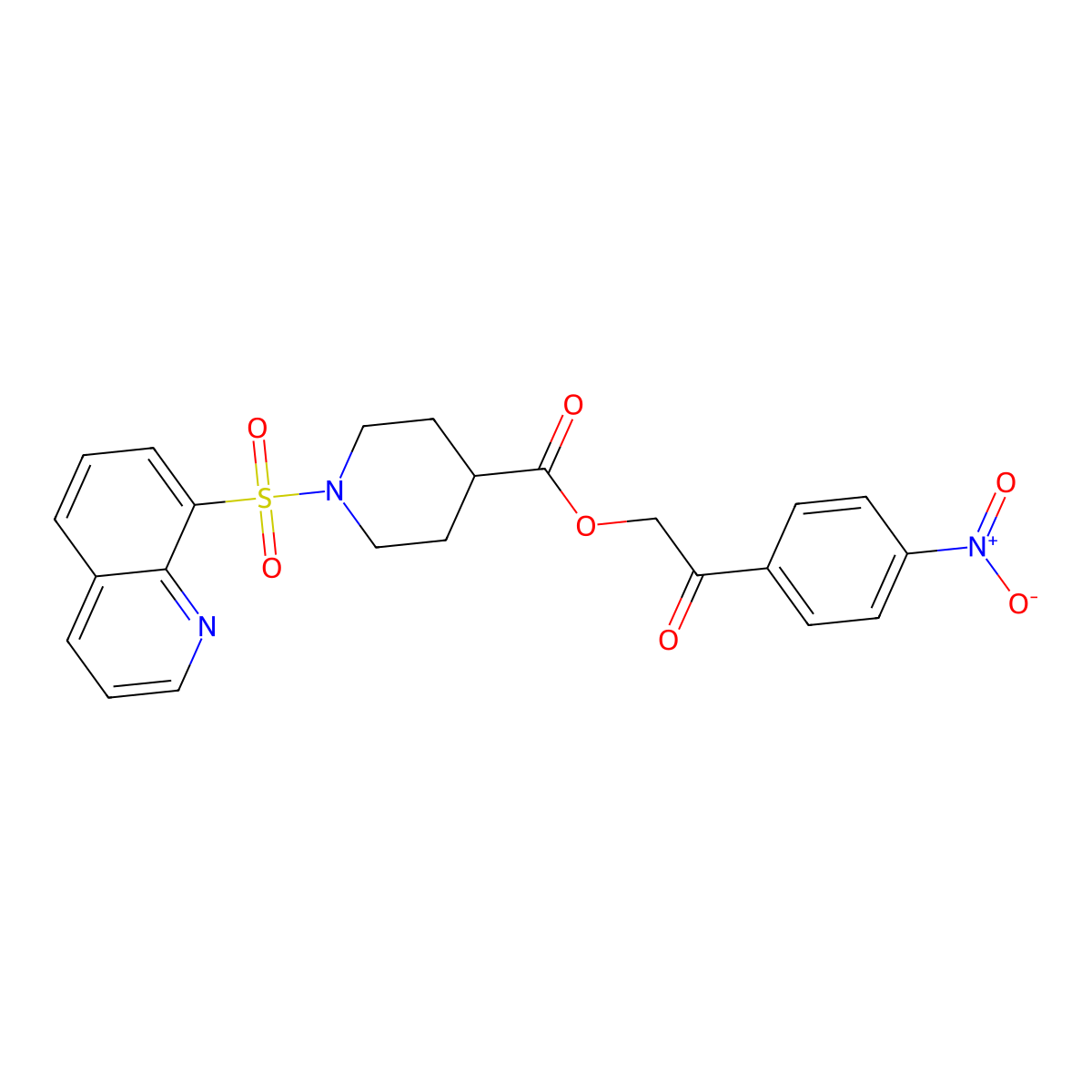 2-(4-Nitrophenyl)-2-oxoethyl 1-(quinolin-8-ylsulfonyl)piperidine-4-carboxylate molecular structure, CAS 327093-26-5